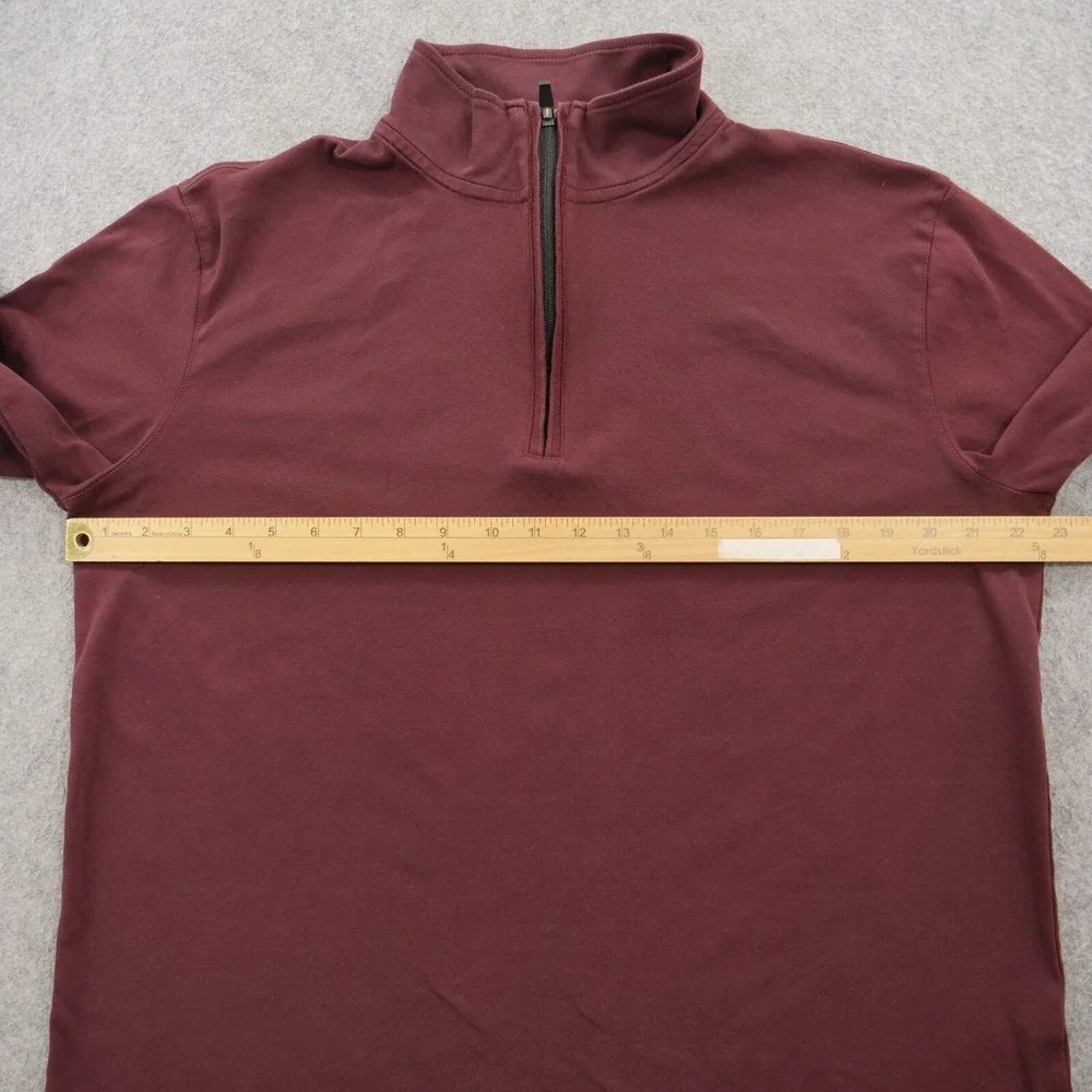 Banana Republic Sweater Mens Large Red Burgundy 1/4 Zip Mock Neck Long Sleeve